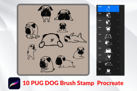 Enhancing Digital Illustrations with the Pug Dog Stamp for Procreate