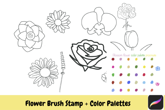 Evaluating Flower Procreate Brush Stamps for iPad Illustration