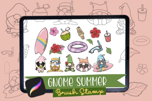 Gnome Summer Procreate Brush Stamp