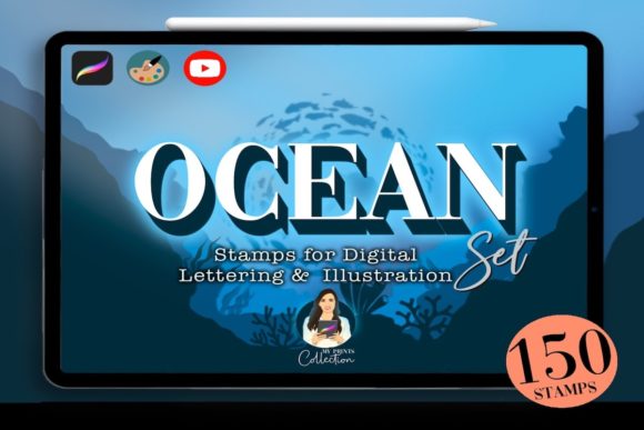 Ocean Procreate Set: 150 Creative Stamps