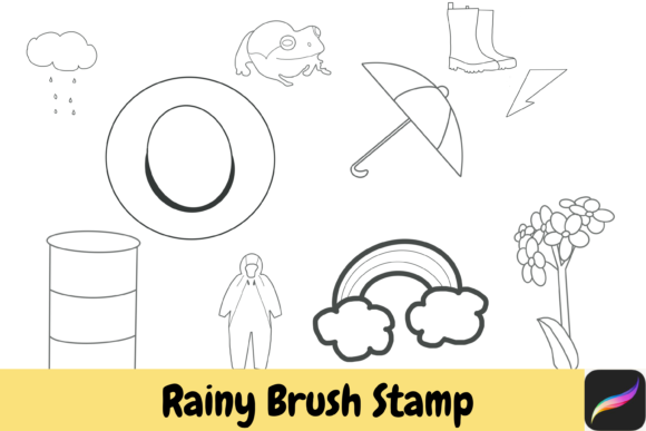 Rainy Procreate Hand Drawn Brush Stamps: Bringing the Storm to Your Digital Canvas