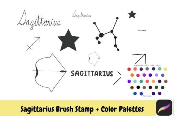 Sagittarius Procreate Brush Stamps Color Guide