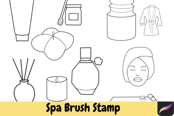 Spa Procreate Hand Drawn Brush Stamps