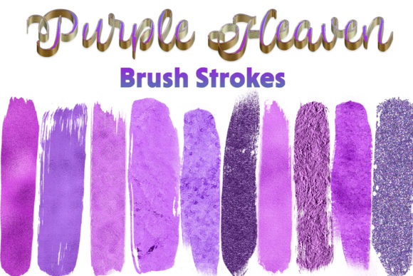 Ten Purple Glitter Foil Paint Strokes: Elevating Design with Transparent Digital Assets
